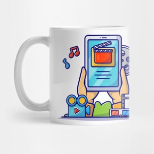 Online Movie Cartoon Vector Icon Illustration Mug